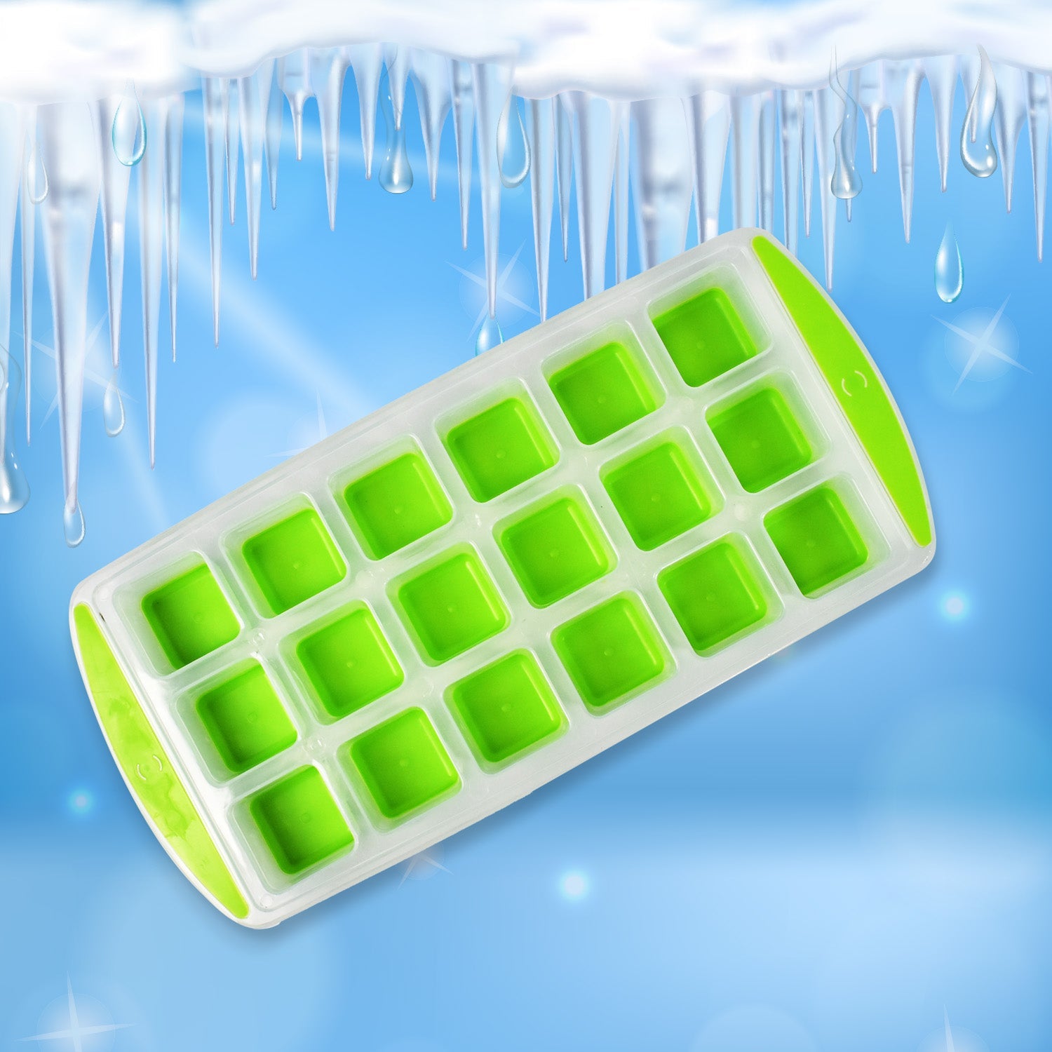 7169 18 Cavity Pop Up Ice Cube Tray Easy Release Flexible Silicone Bottom Ice Tray , Stackable Ice tray, 100% BPA Free, Food Grade for Freezer DeoDap 7169 18 Cavity Pop Up Ice Cube Tray Easy Release Flexible Silicone Bottom Ice Tray , Stackable Ice tray, 100% BPA Free, Food Grade for Freezer DeoDap